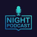 Night Podcast icon, vector symbol in flat isometric style isolated on color background. Vector illustration. Royalty Free Stock Photo